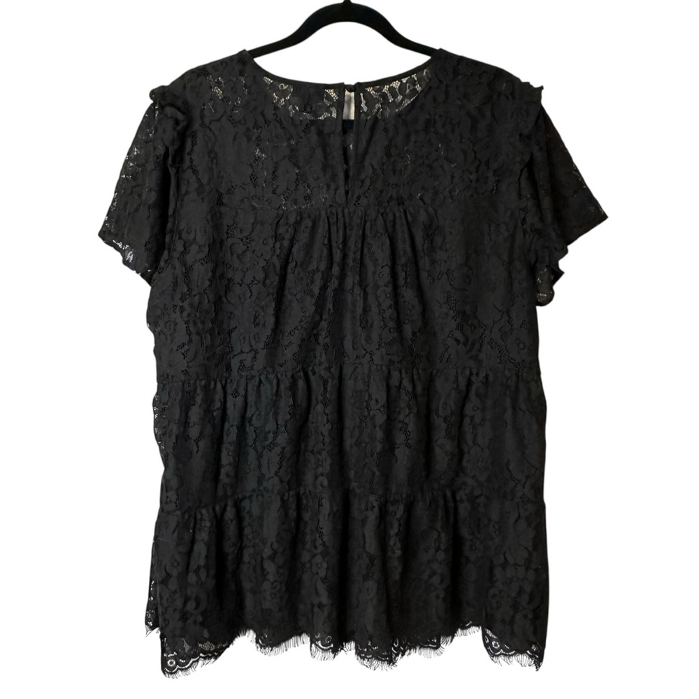 Torrid Black Lace Babydoll Blouse Flutter Sleeve Romantic Goth Boho 1X 18645702 - Picture 8 of 14